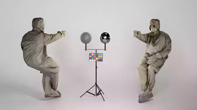 Soviet Liquidator of nuclear accident of Chernobyl sitting 192 Low-poly 3D model