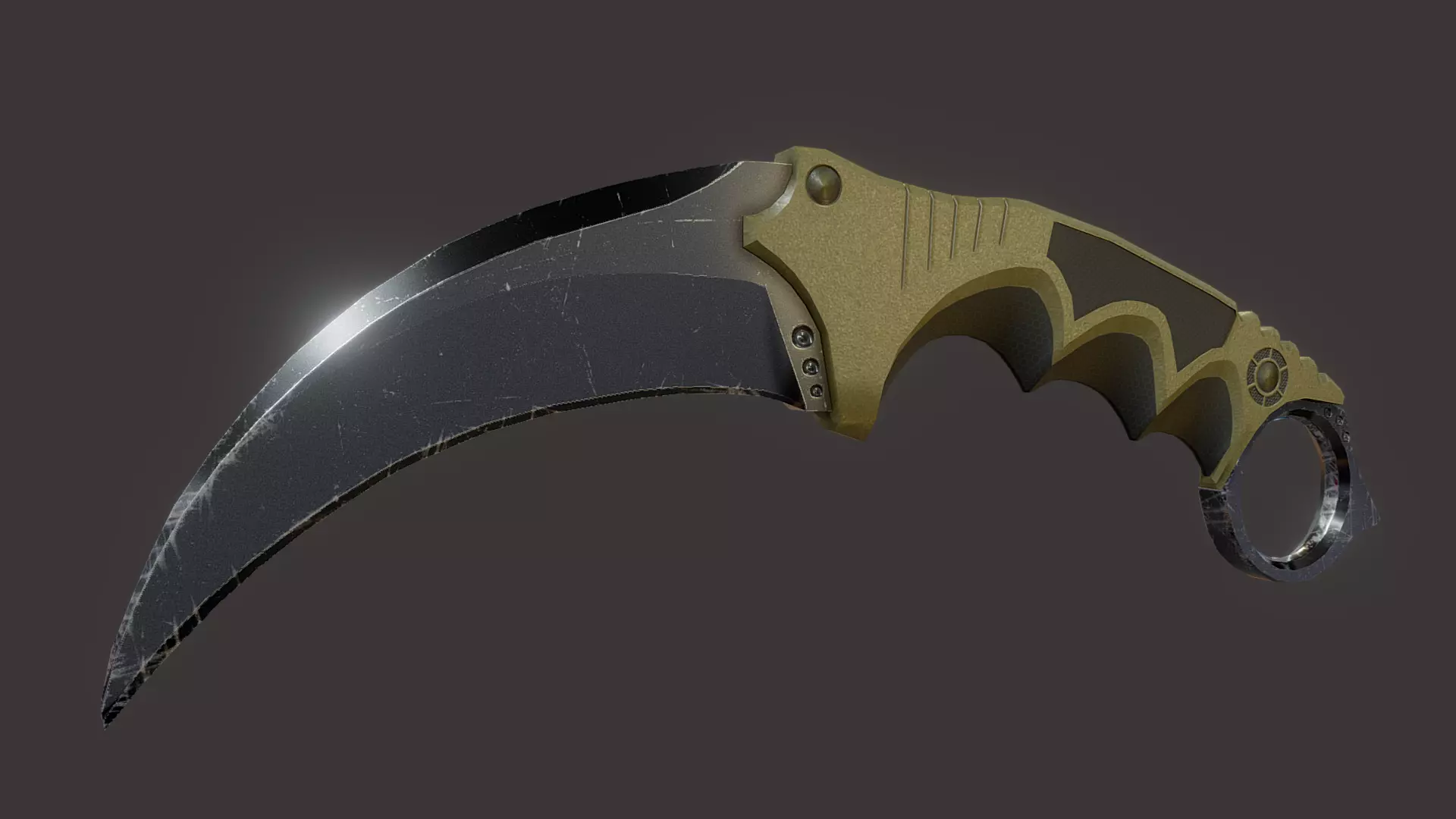 Tactical Karambit Low-poly 3D model_0
