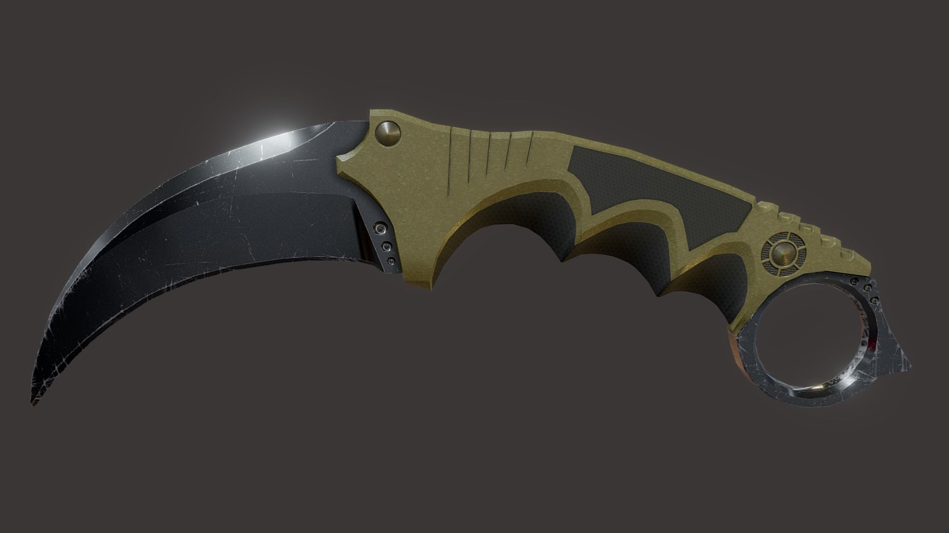 Tactical Karambit Low-poly 3D model_2