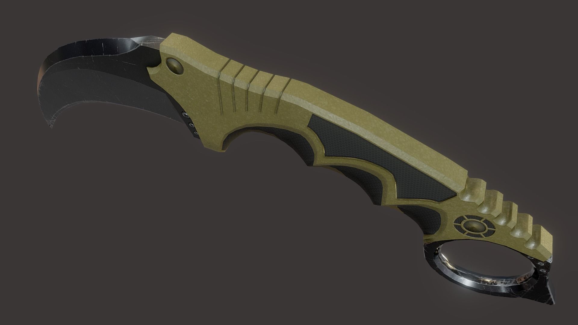 Tactical Karambit Low-poly 3D model_3