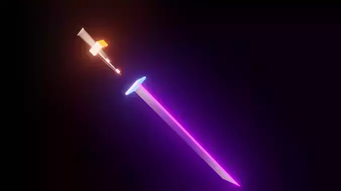 Low Poly Katana glowing sword Free low-poly 3D model