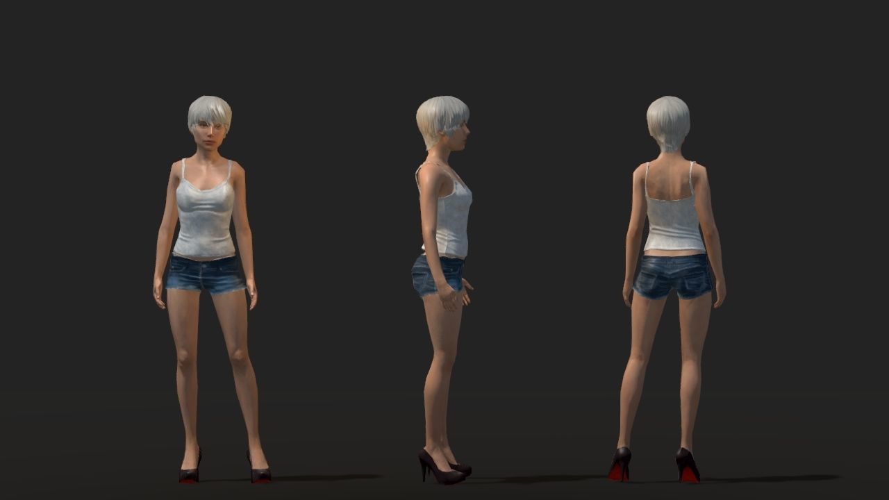 Low-poly Girl sims animated Low-poly 3D model_1