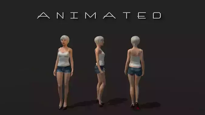 Low-poly Girl sims animated Low-poly 3D model