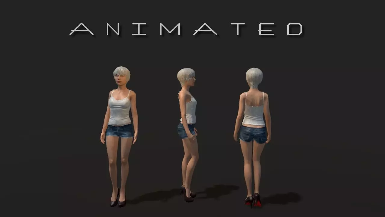 Low-poly Girl sims animated Low-poly 3D model_0