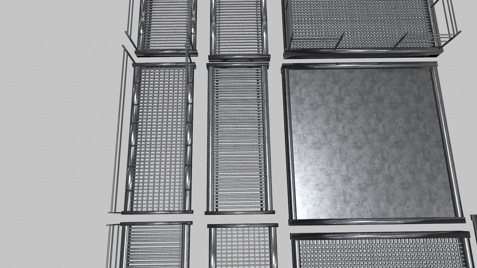 Stair Set of metal racks Low-poly 3D model_7