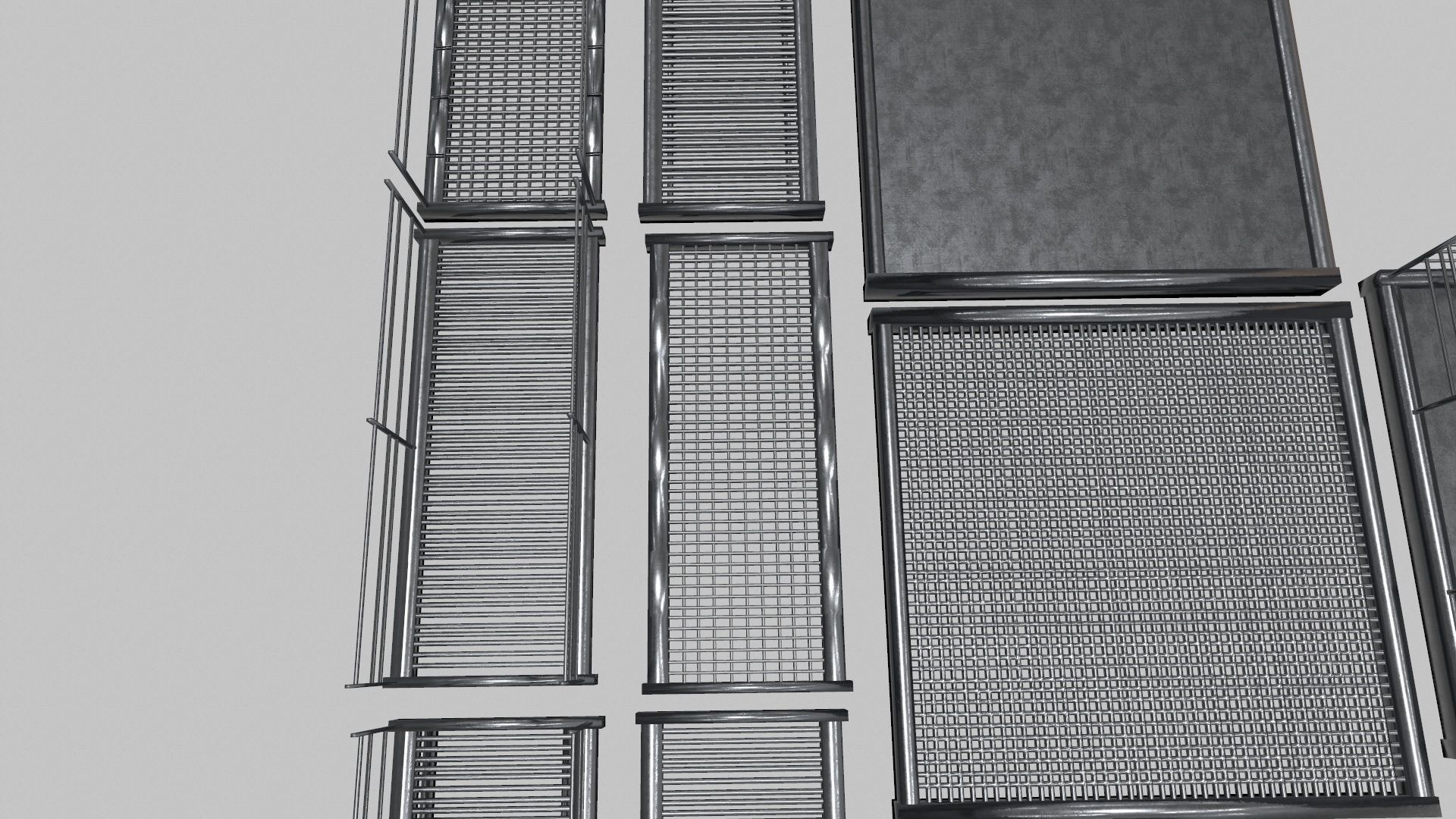 Stair Set of metal racks Low-poly 3D model_6