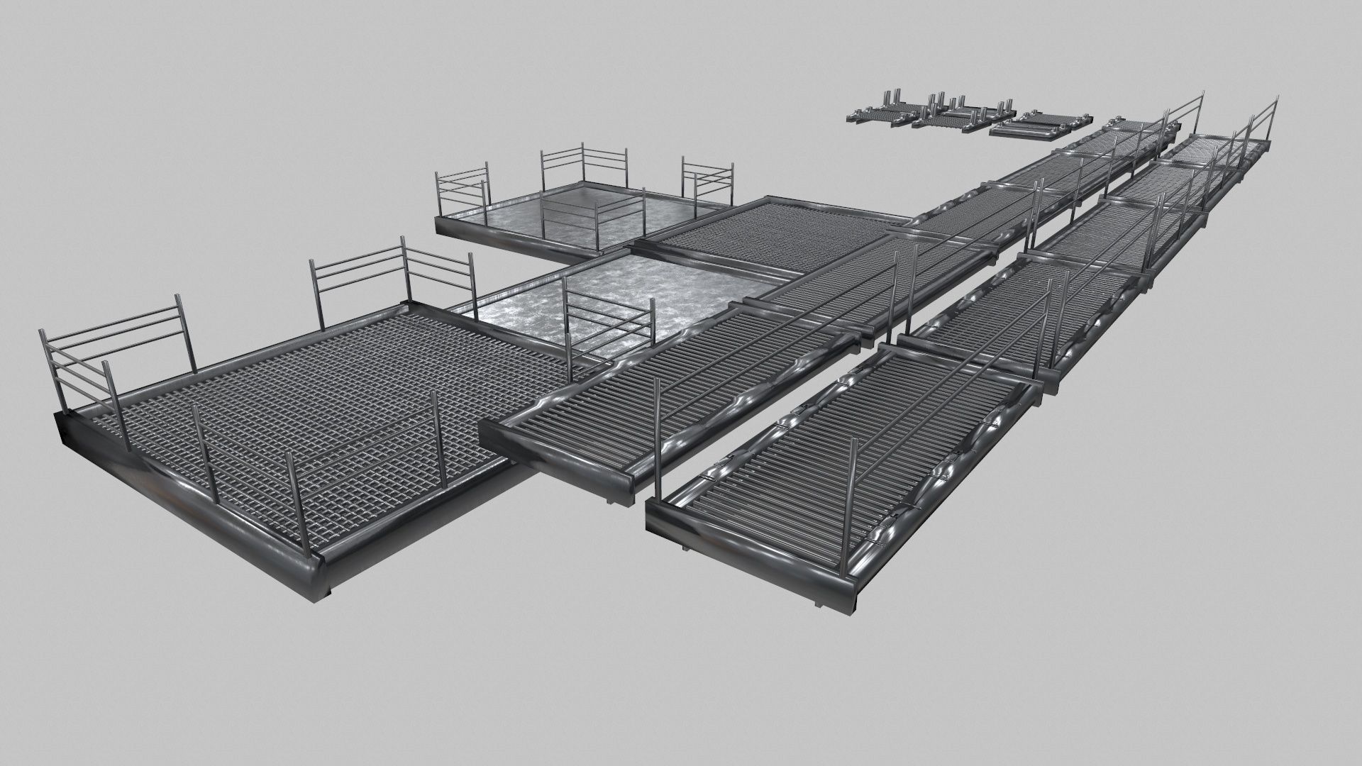 Stair Set of metal racks Low-poly 3D model_9