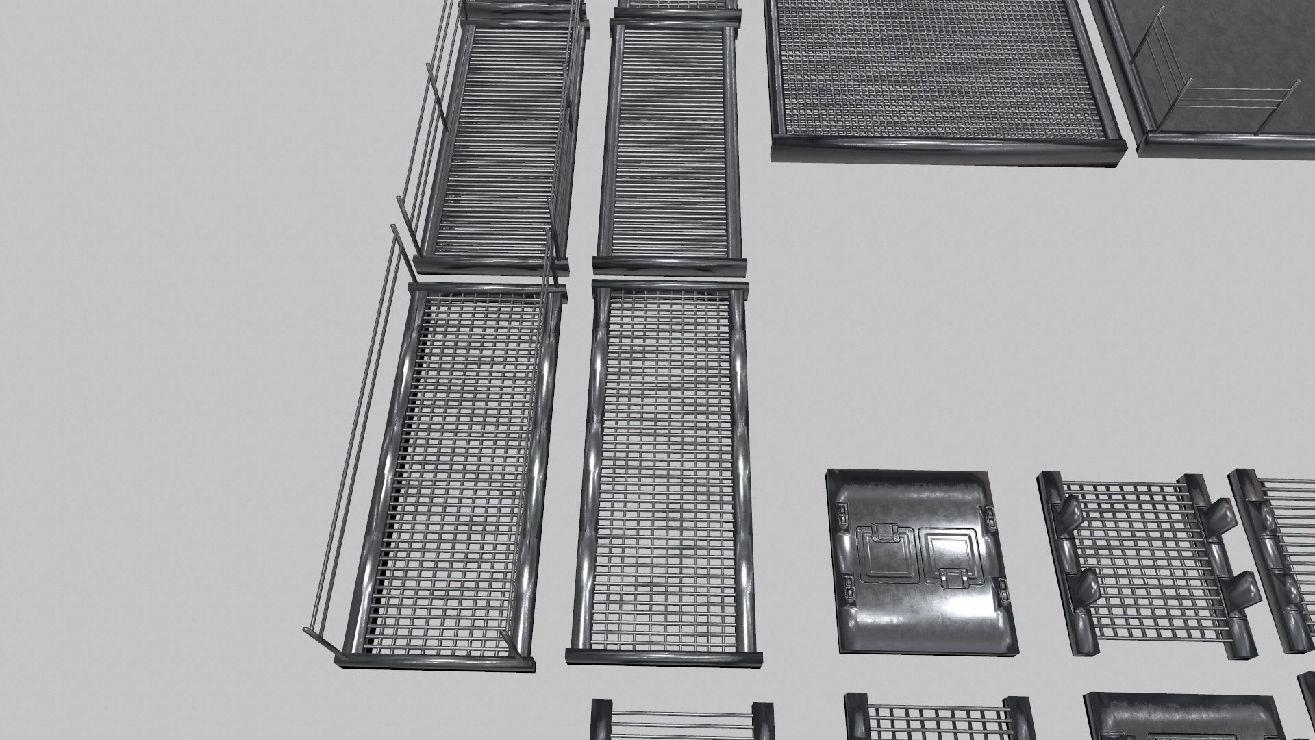 Stair Set of metal racks Low-poly 3D model_4