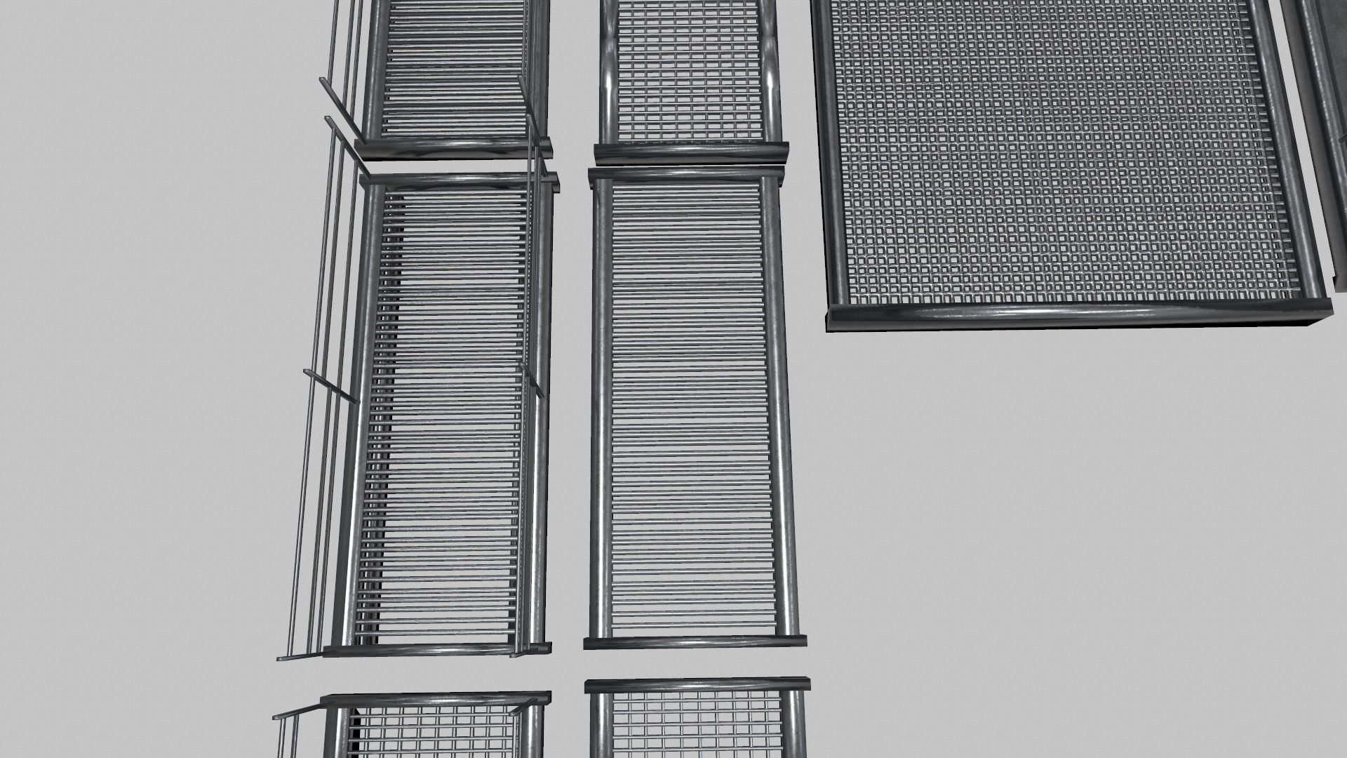 Stair Set of metal racks Low-poly 3D model_5