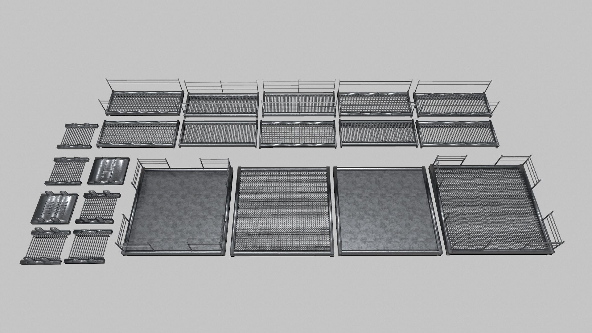 Stair Set of metal racks Low-poly 3D model_1