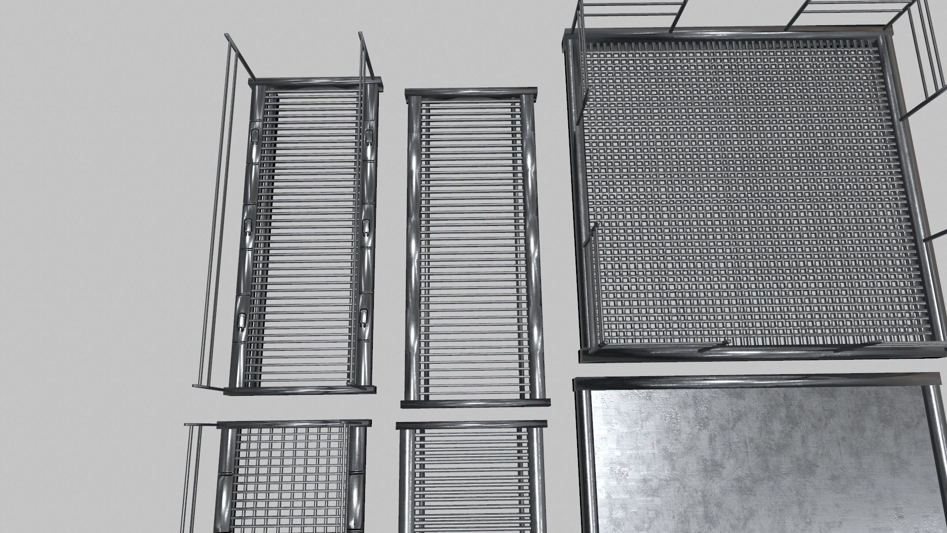 Stair Set of metal racks Low-poly 3D model_8