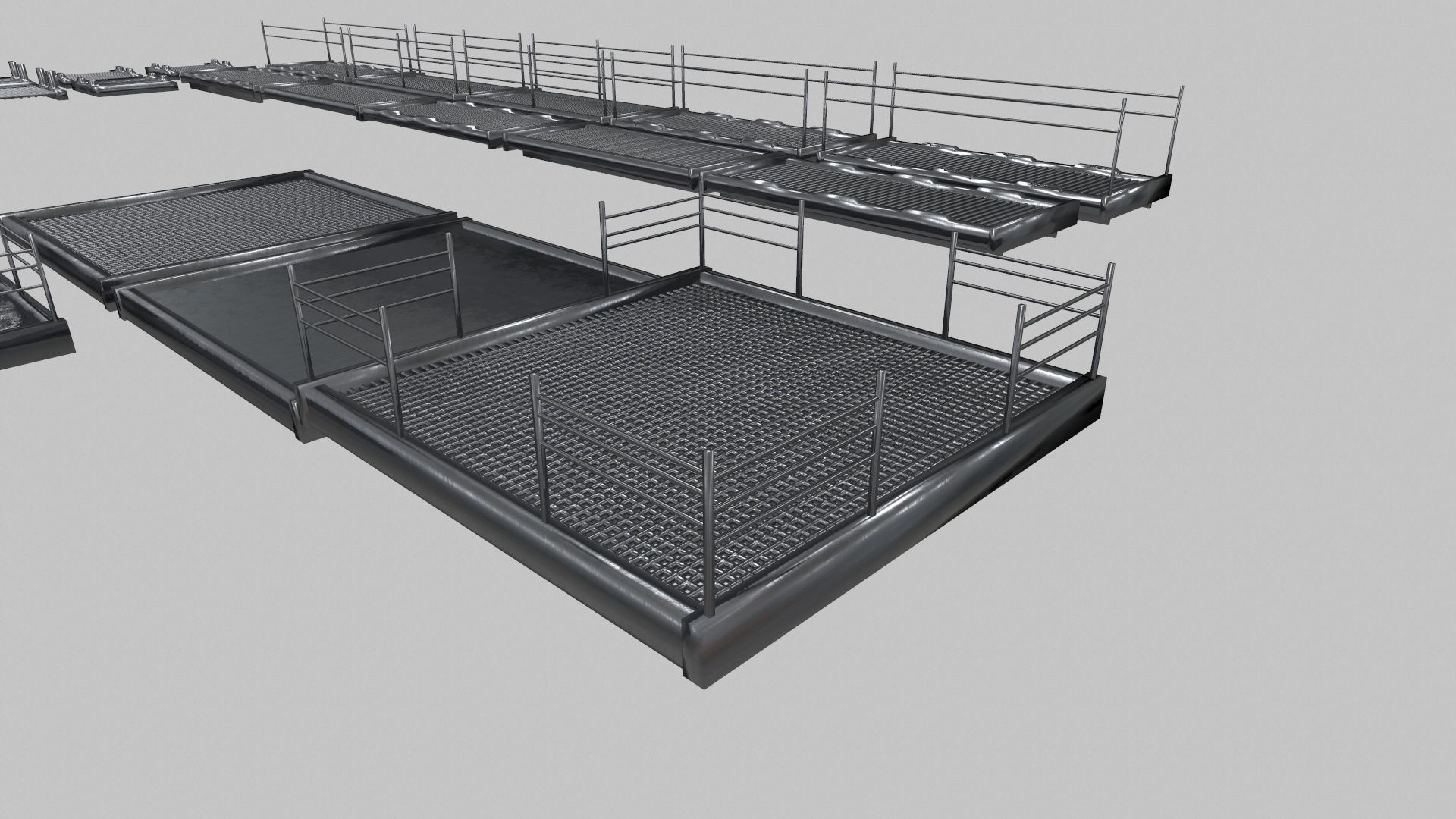 Stair Set of metal racks Low-poly 3D model_10