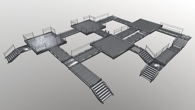 Stair Set of metal racks Low-poly 3D model