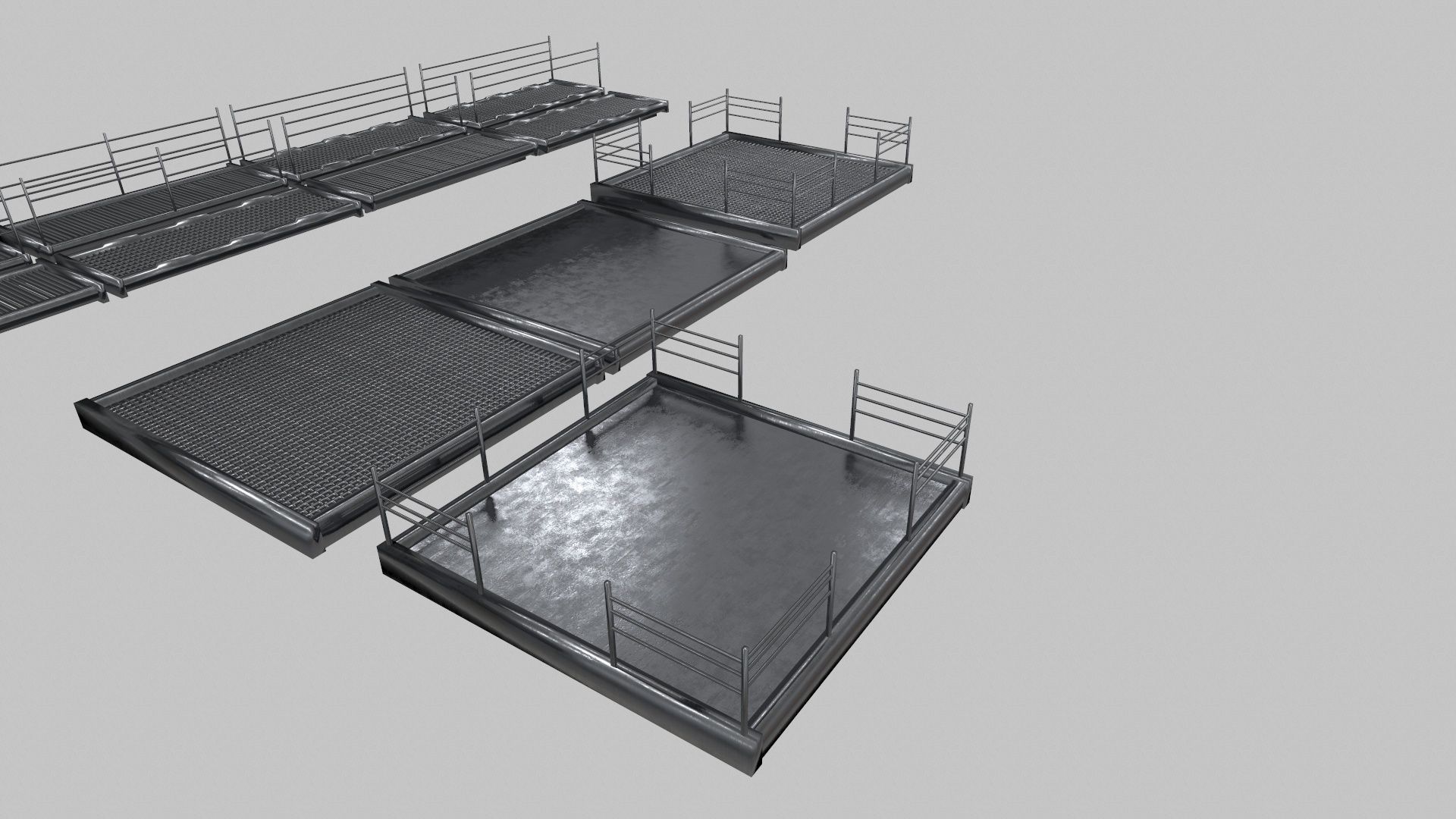 Stair Set of metal racks Low-poly 3D model_12