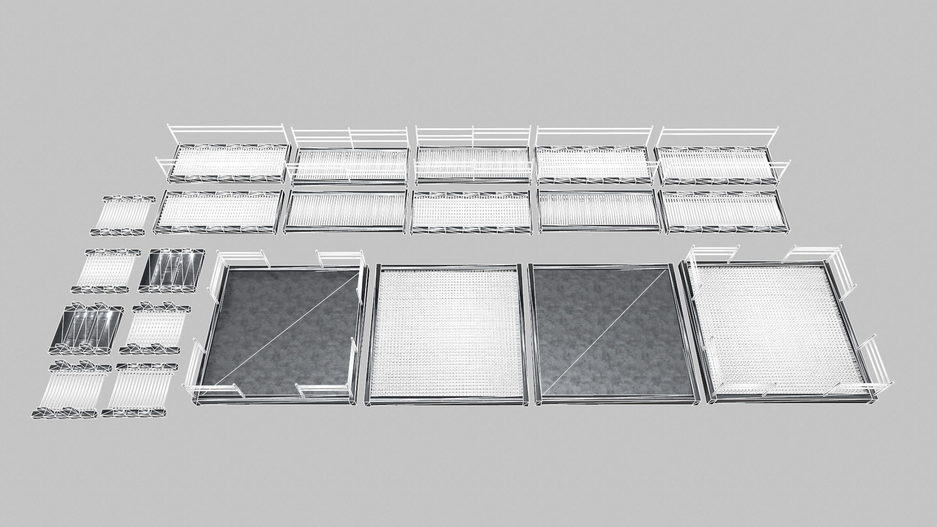 Stair Set of metal racks Low-poly 3D model_2