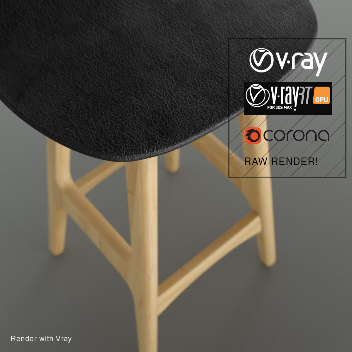 Wood Stool Free 3D model_2