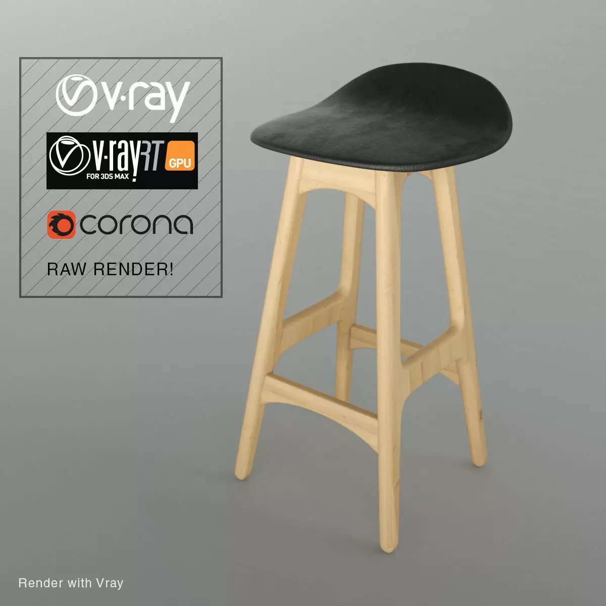 Wood Stool Free 3D model_0