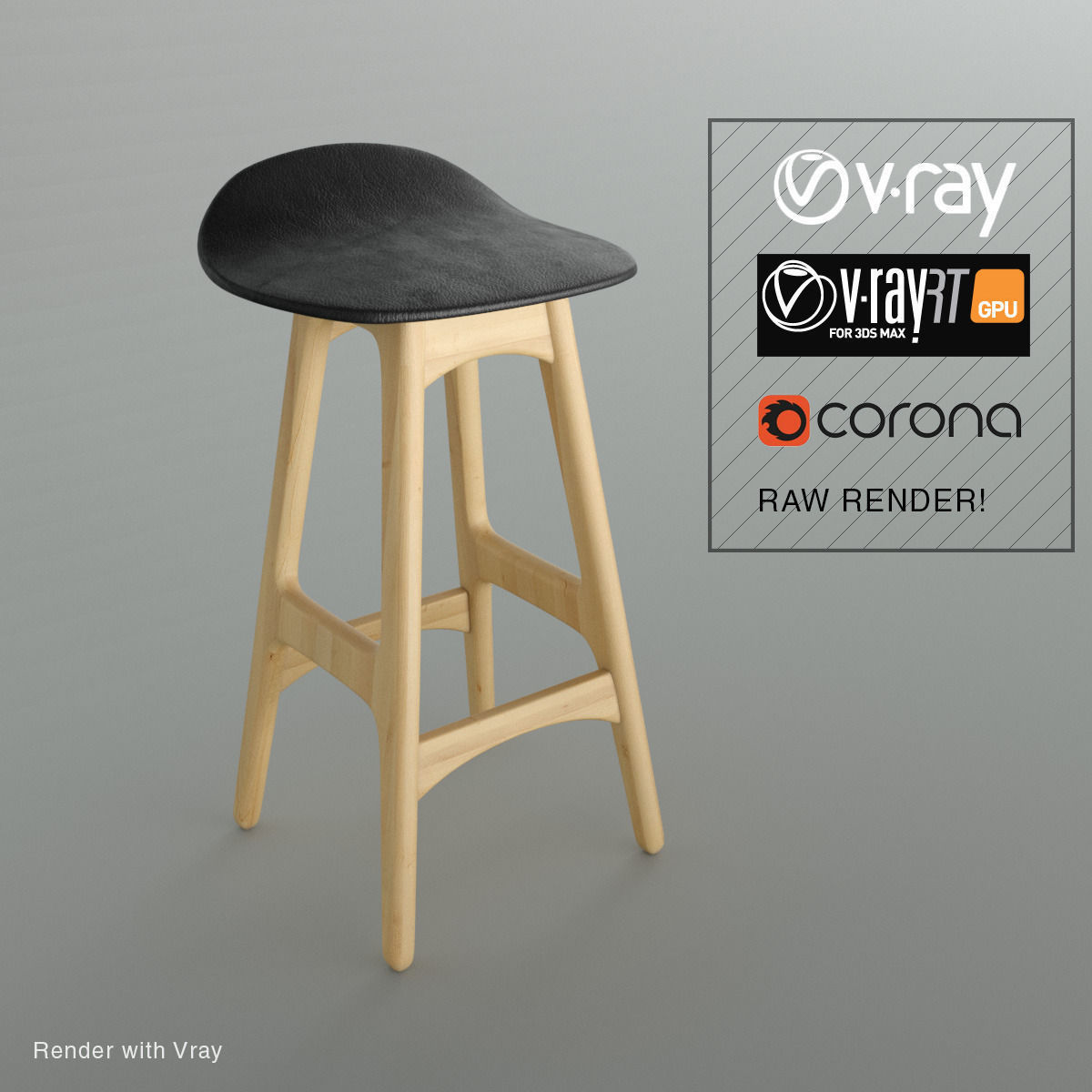 Wood Stool Free 3D model_1