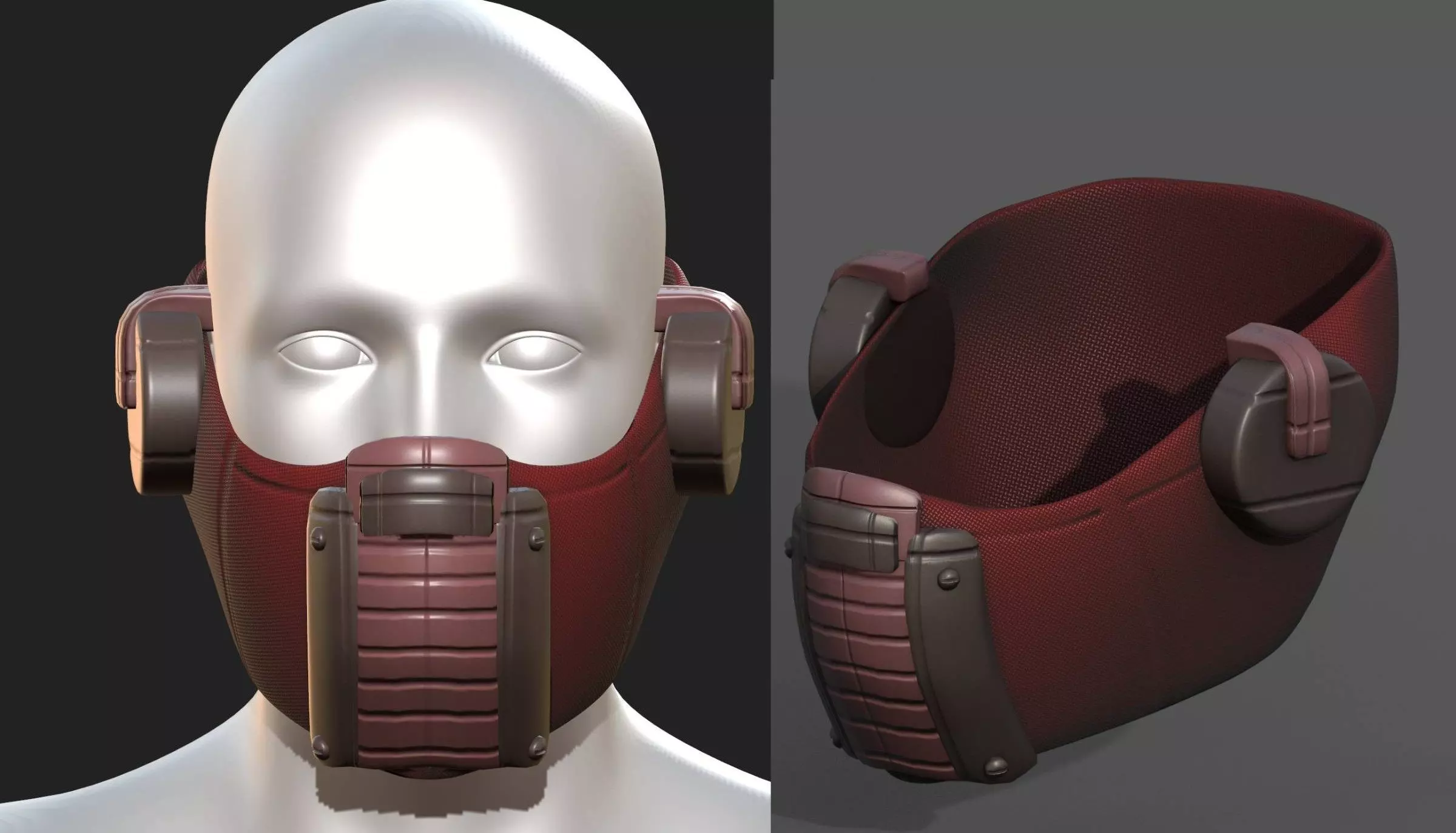 Gas mask helmet scifi futuristic respirator  Low-poly 3D model_0