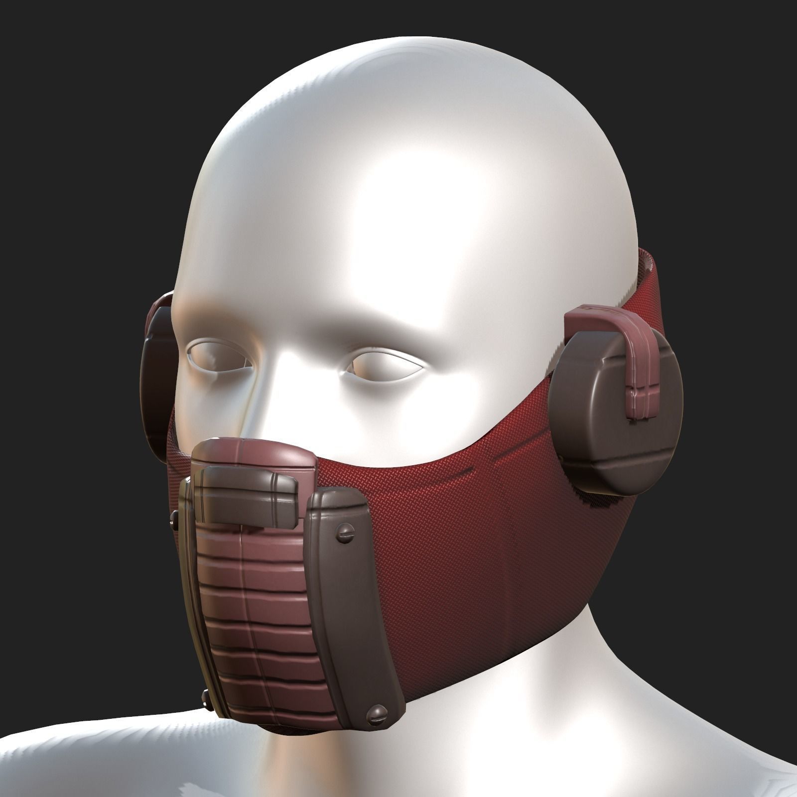 Gas mask helmet scifi futuristic respirator  Low-poly 3D model_1