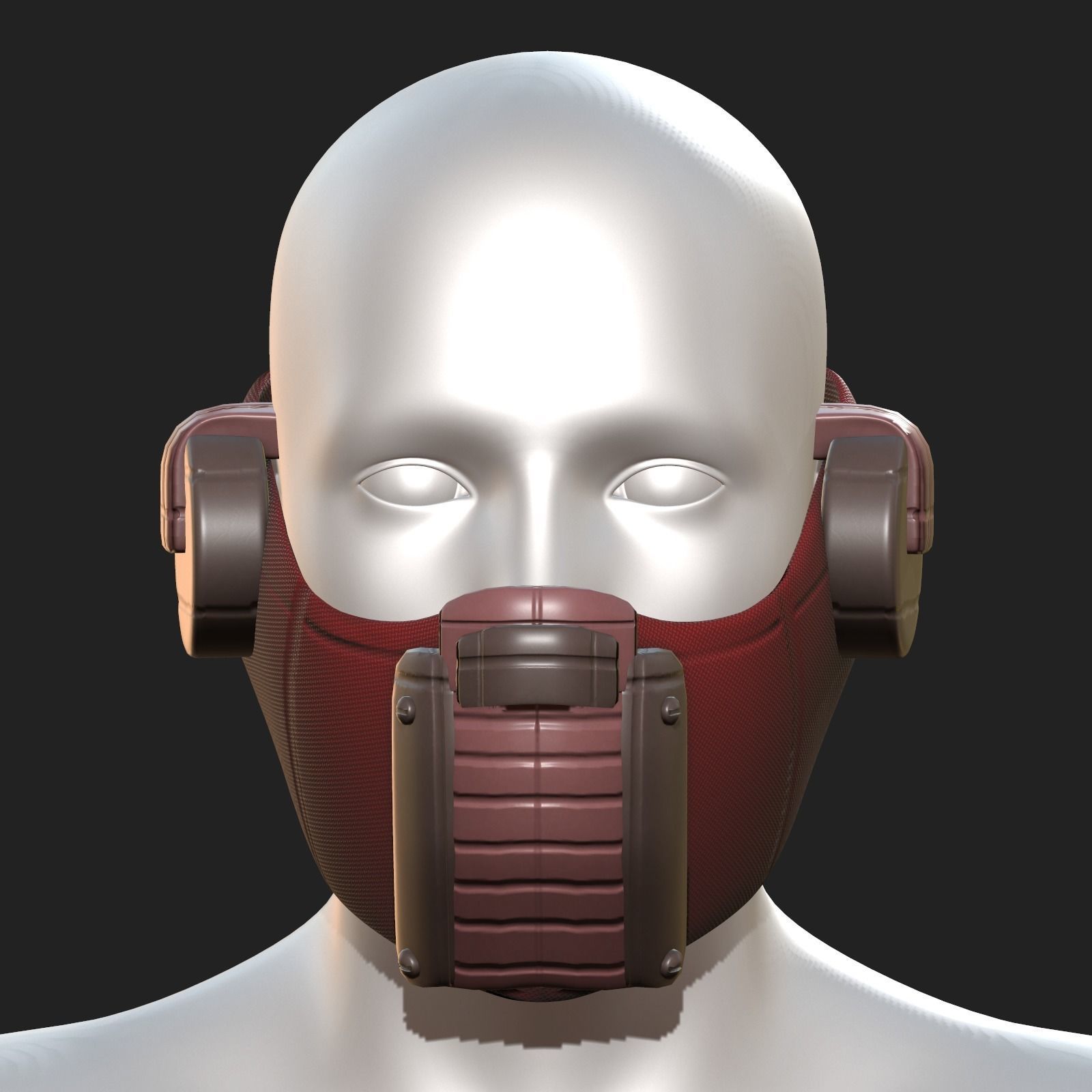 Gas mask helmet scifi futuristic respirator  Low-poly 3D model_9