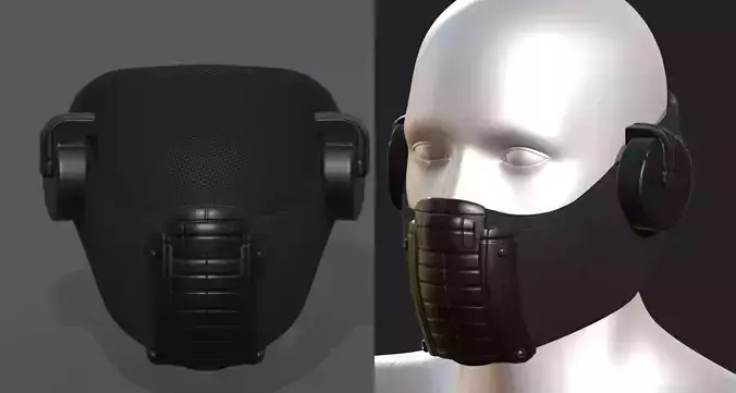 Helmet scifi fantasy futuristic gas mask  Low-poly 3D model