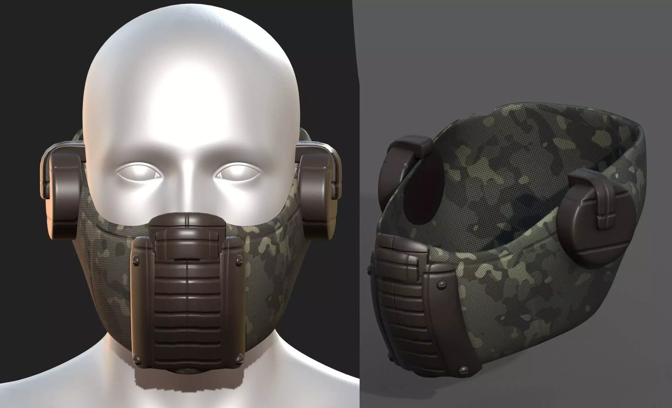 Gas mask respirator helmet scifi fantasy futuristic Low-poly 3D model_0