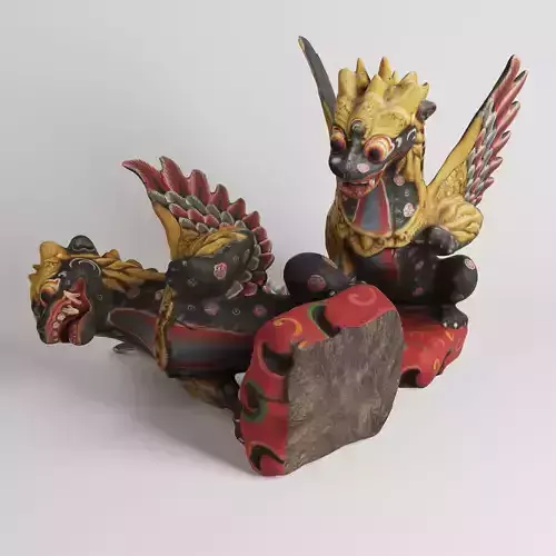 Ancient  Chinese Wooden Dragon Sculpture 3d scan