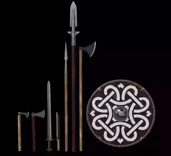 Viking Weapons Pack Low-poly 3D model