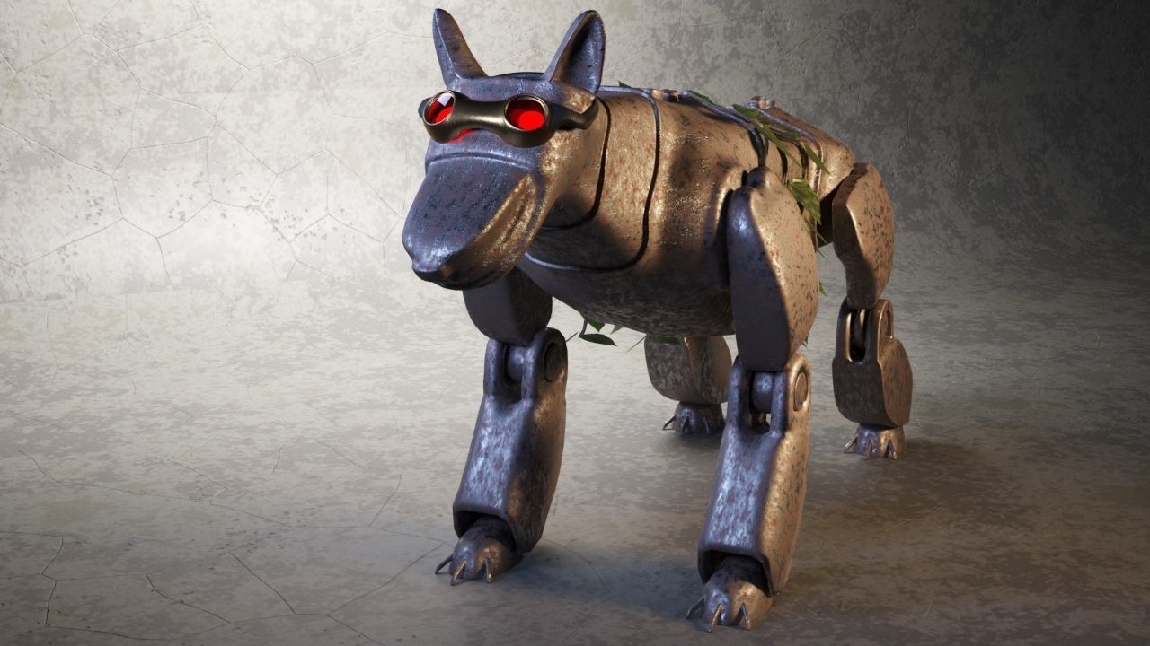 Robot - Dog Steampunk 3D model_3