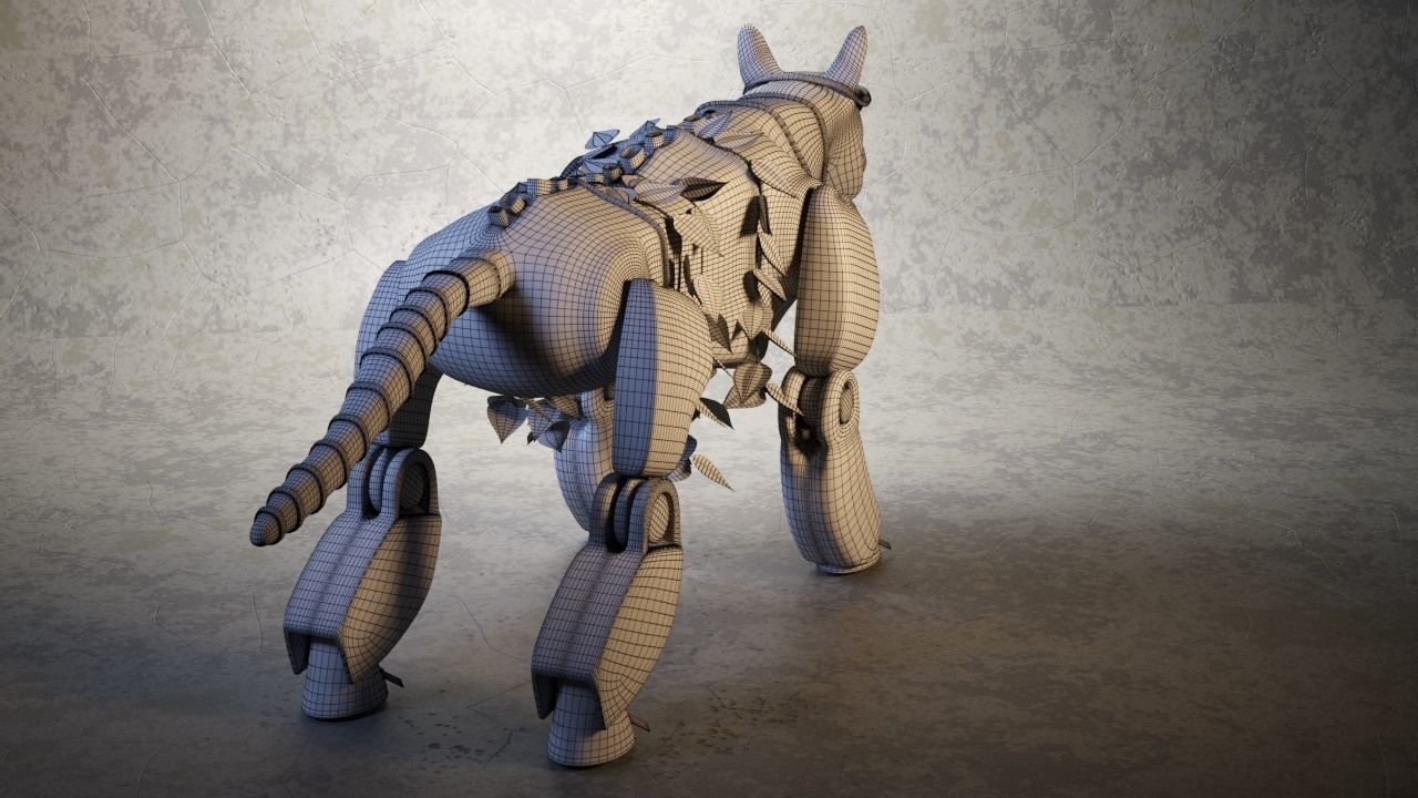 Robot - Dog Steampunk 3D model_32