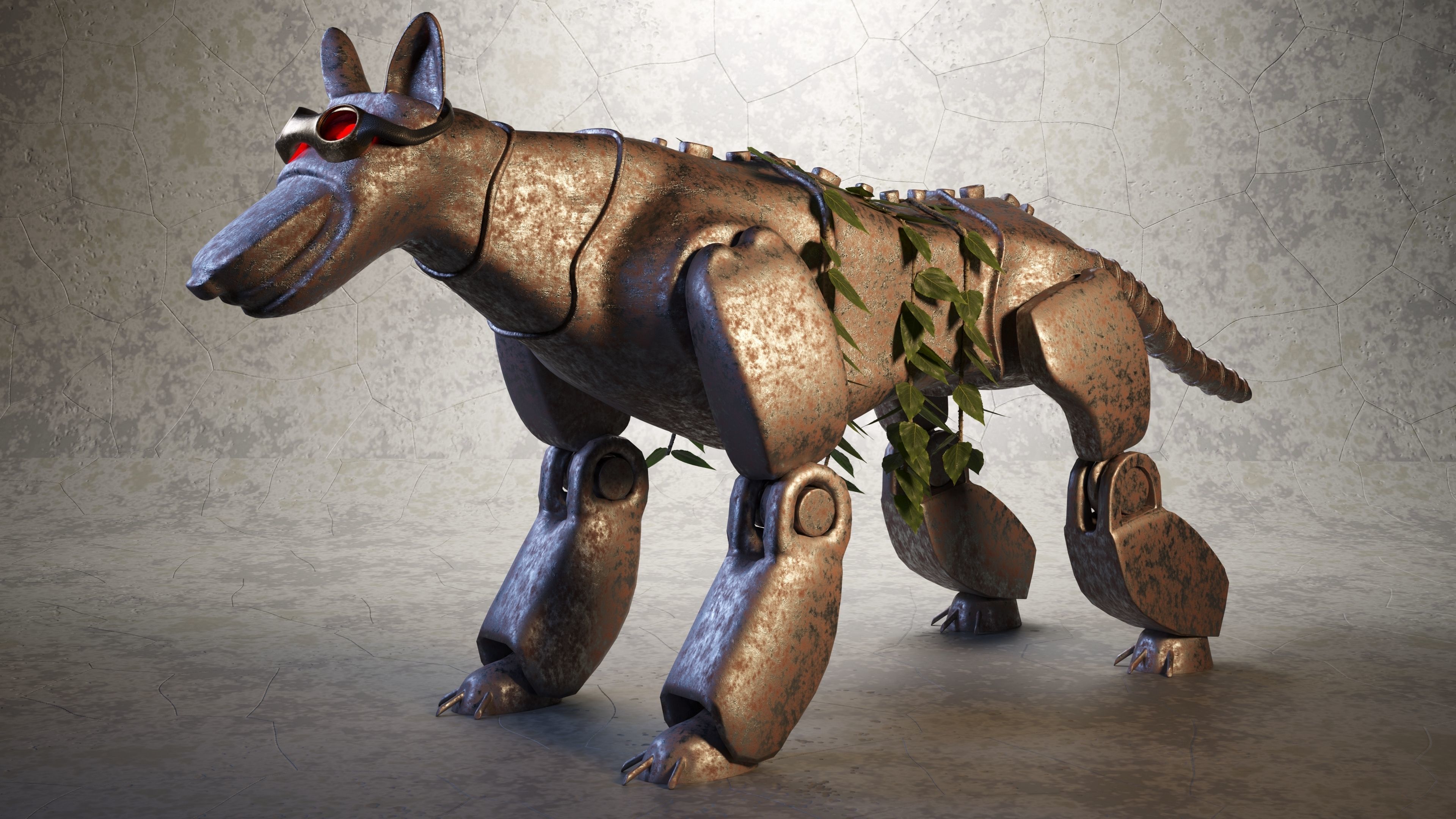 Robot - Dog Steampunk 3D model_2