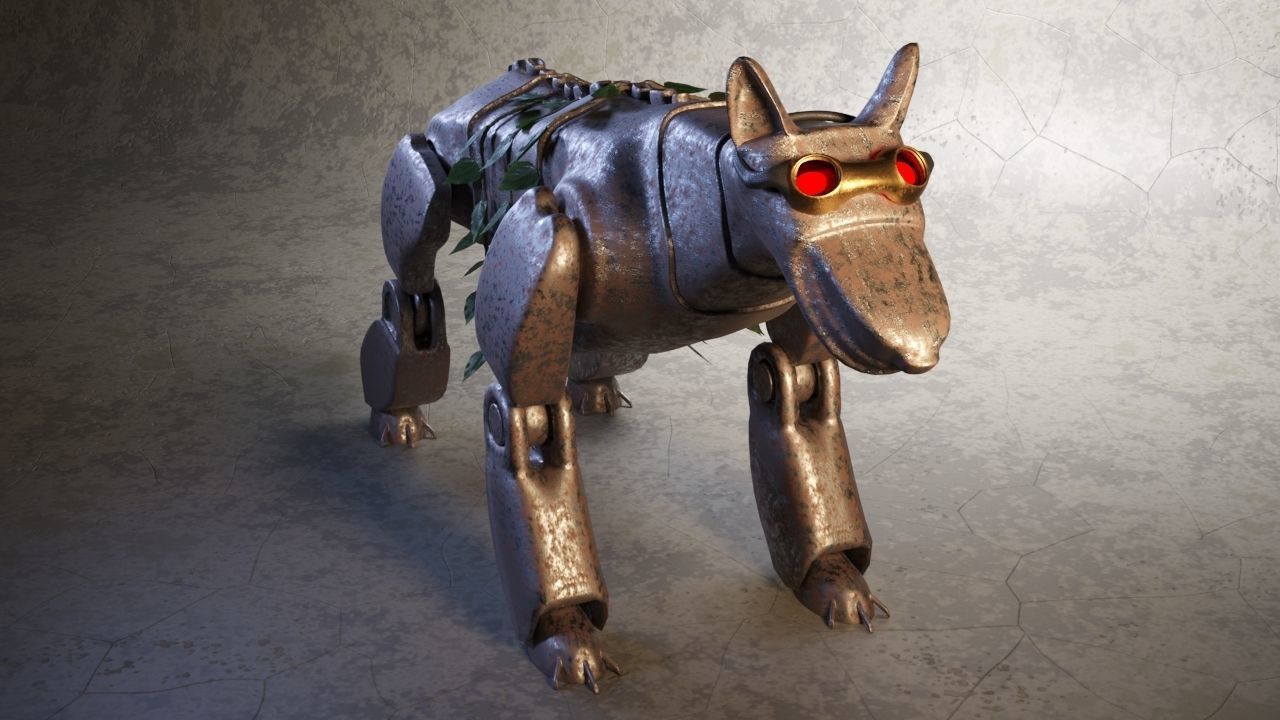 Robot - Dog Steampunk 3D model_8