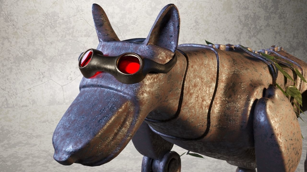 Robot - Dog Steampunk 3D model_4