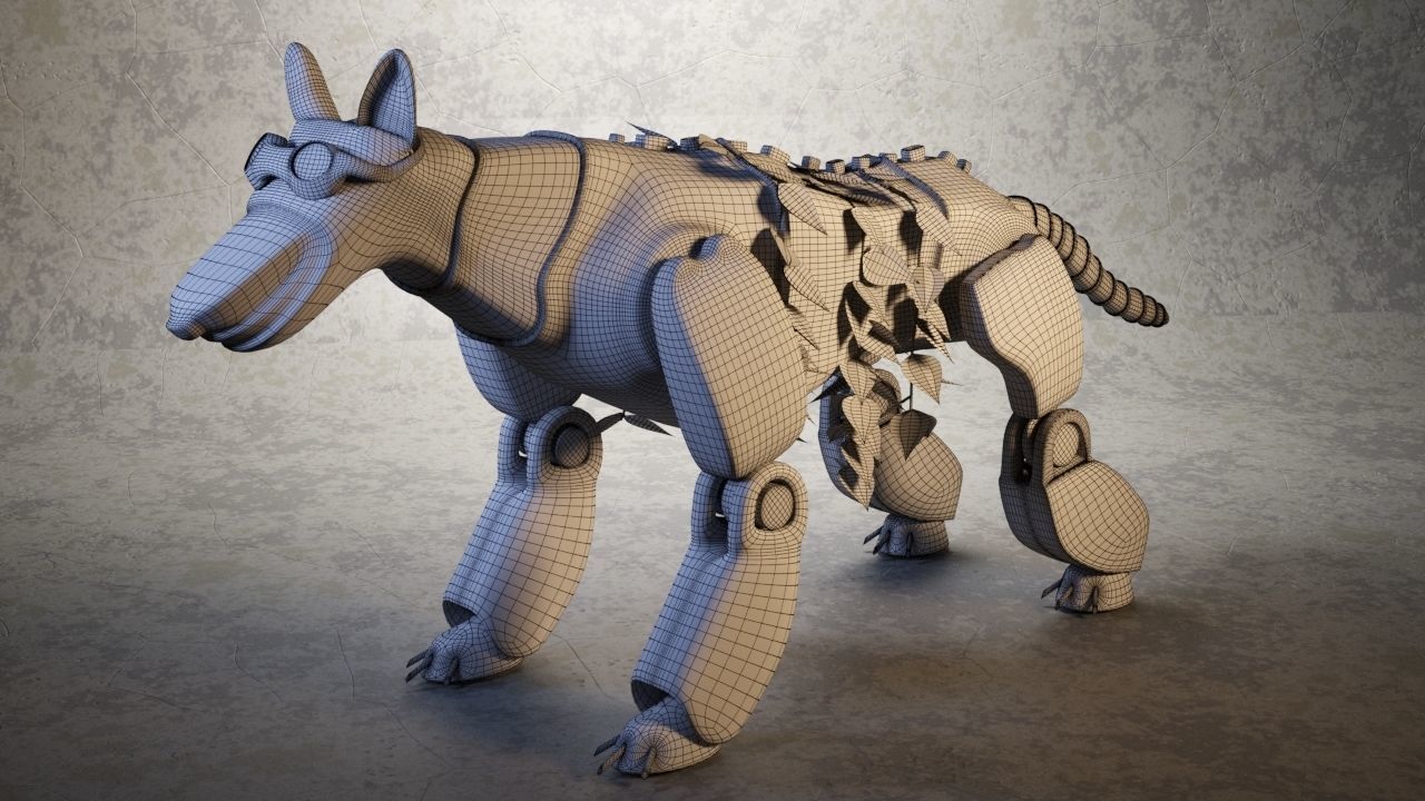 Robot - Dog Steampunk 3D model_29