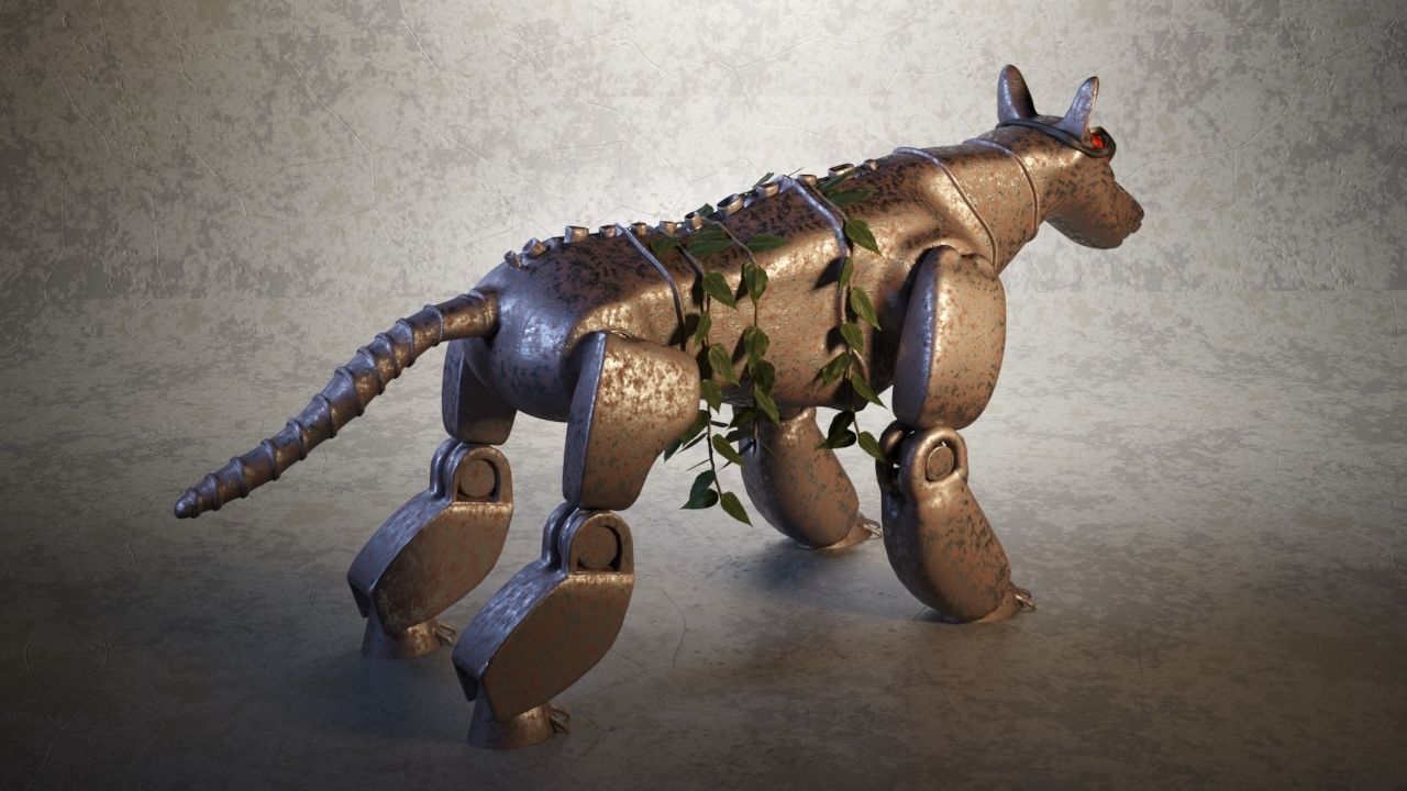 Robot - Dog Steampunk 3D model_11