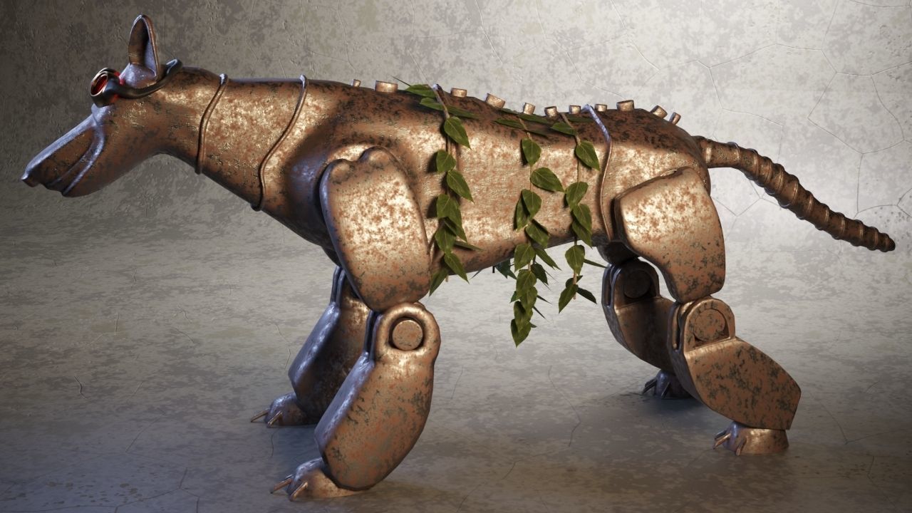 Robot - Dog Steampunk 3D model_5