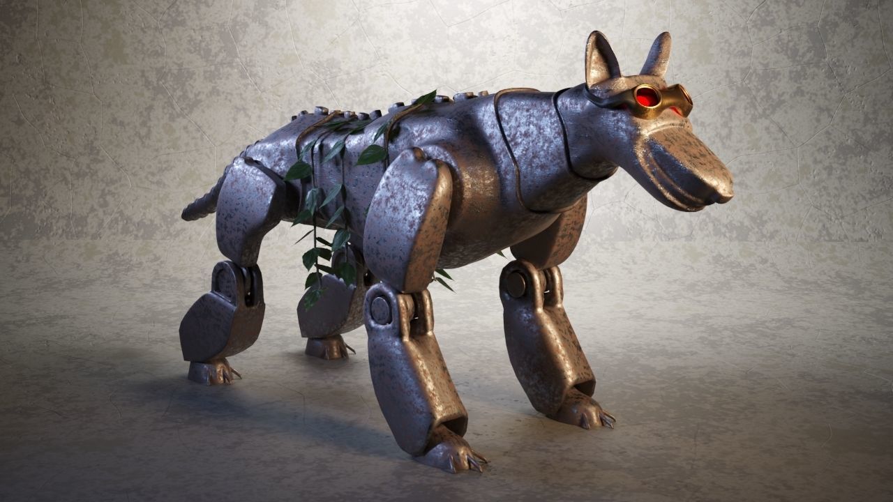 Robot - Dog Steampunk 3D model_7