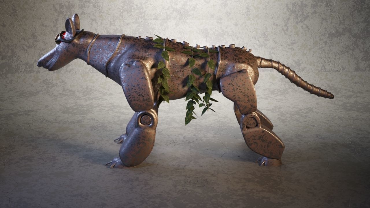 Robot - Dog Steampunk 3D model_9