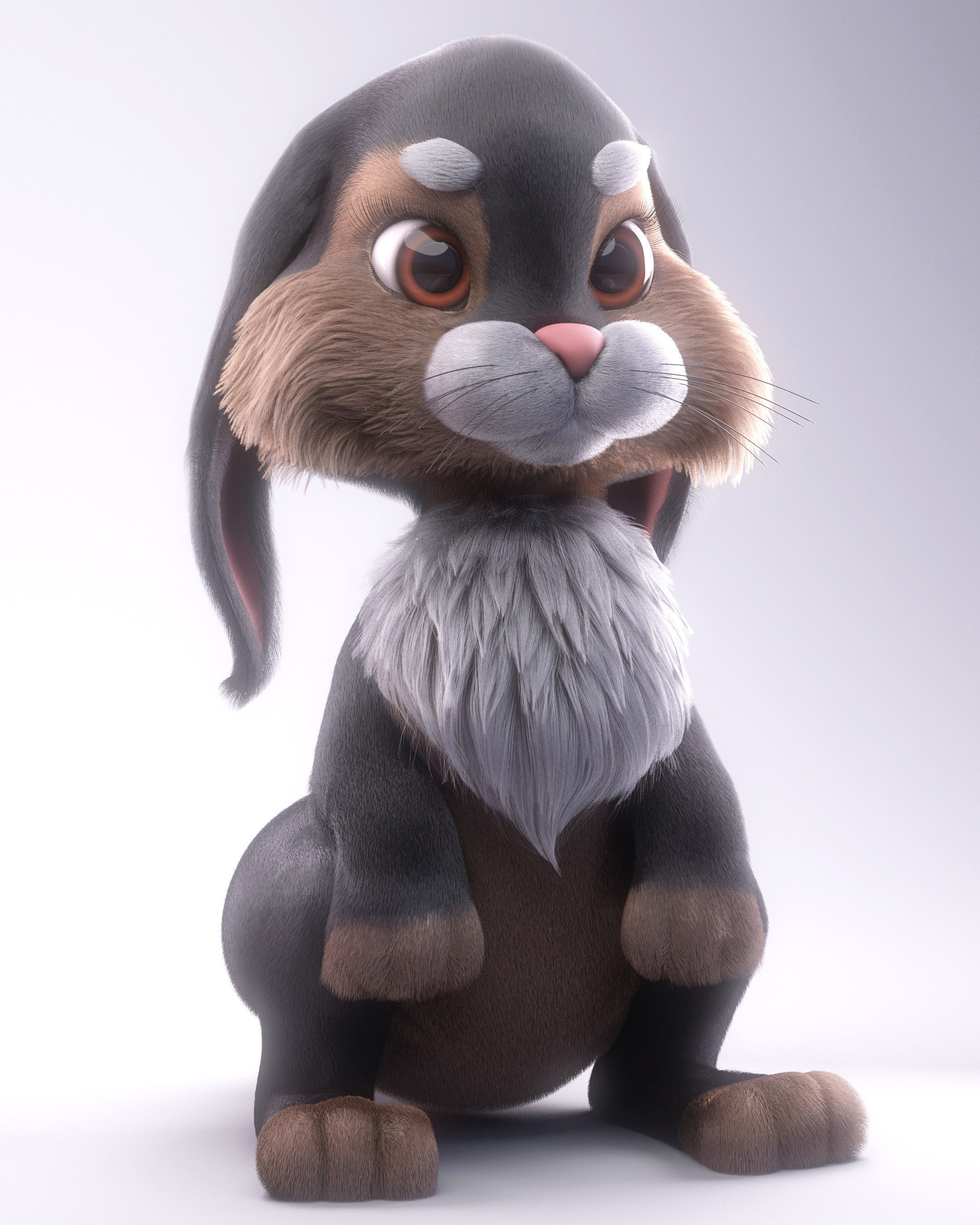 Bunny cartoon 3D model_2