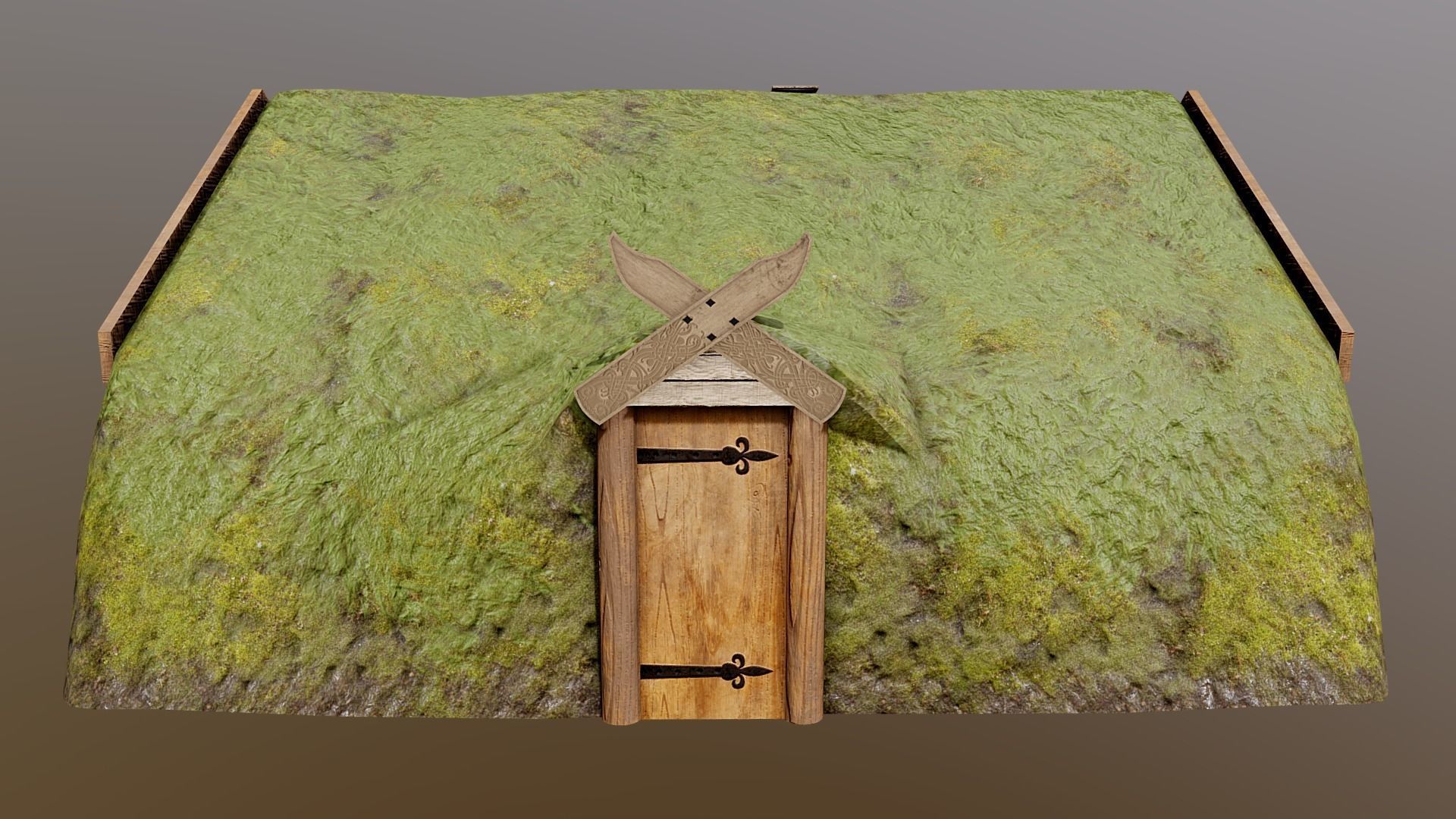 Viking icelandic turf house Low-poly 3D model_2