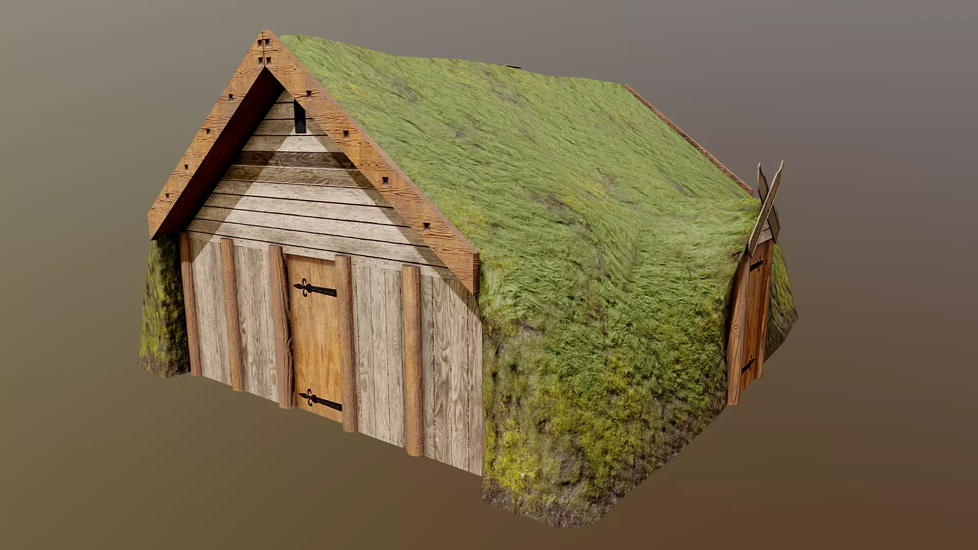 Viking icelandic turf house Low-poly 3D model_0