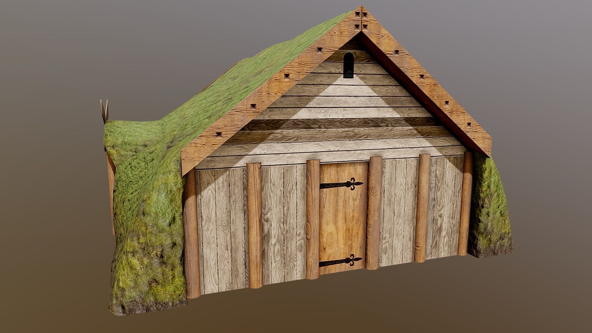 Viking icelandic turf house Low-poly 3D model_3