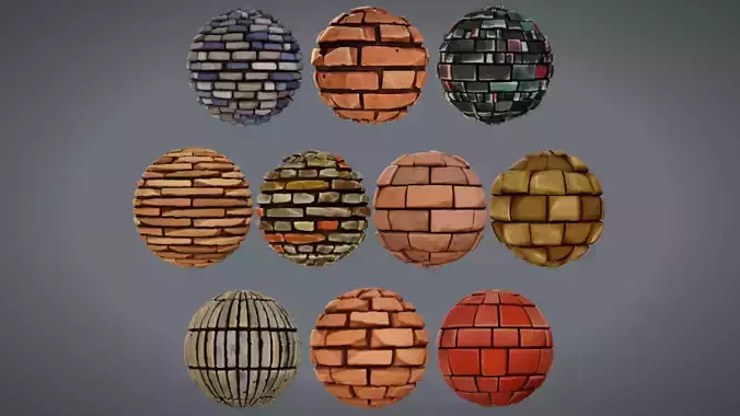 Stylized PBR Brick Textures
