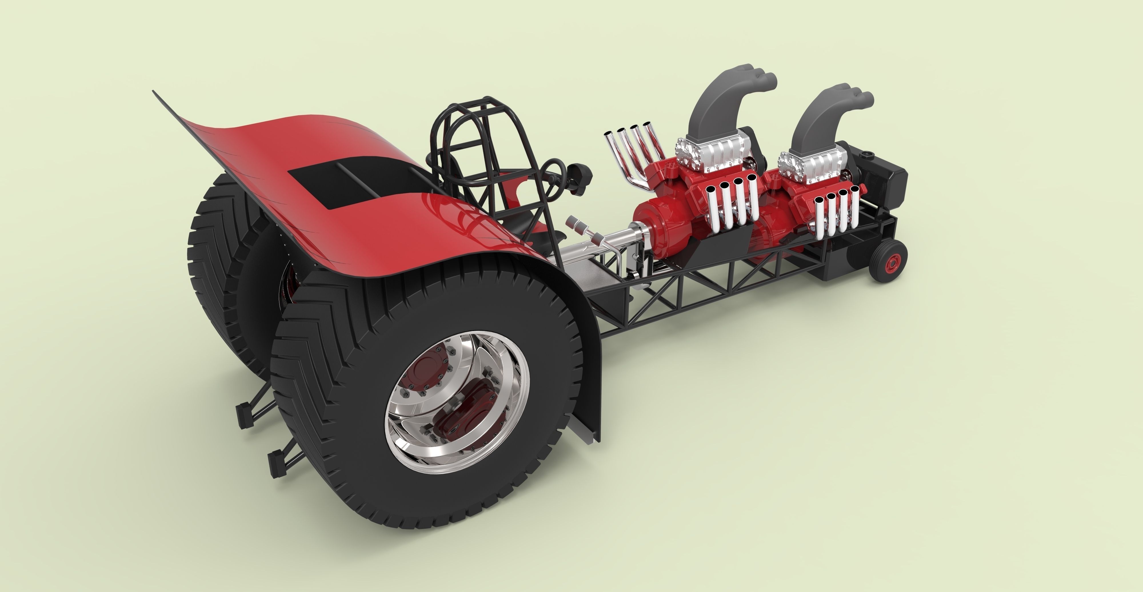 Twin-engined pulling tractor 3D model_5