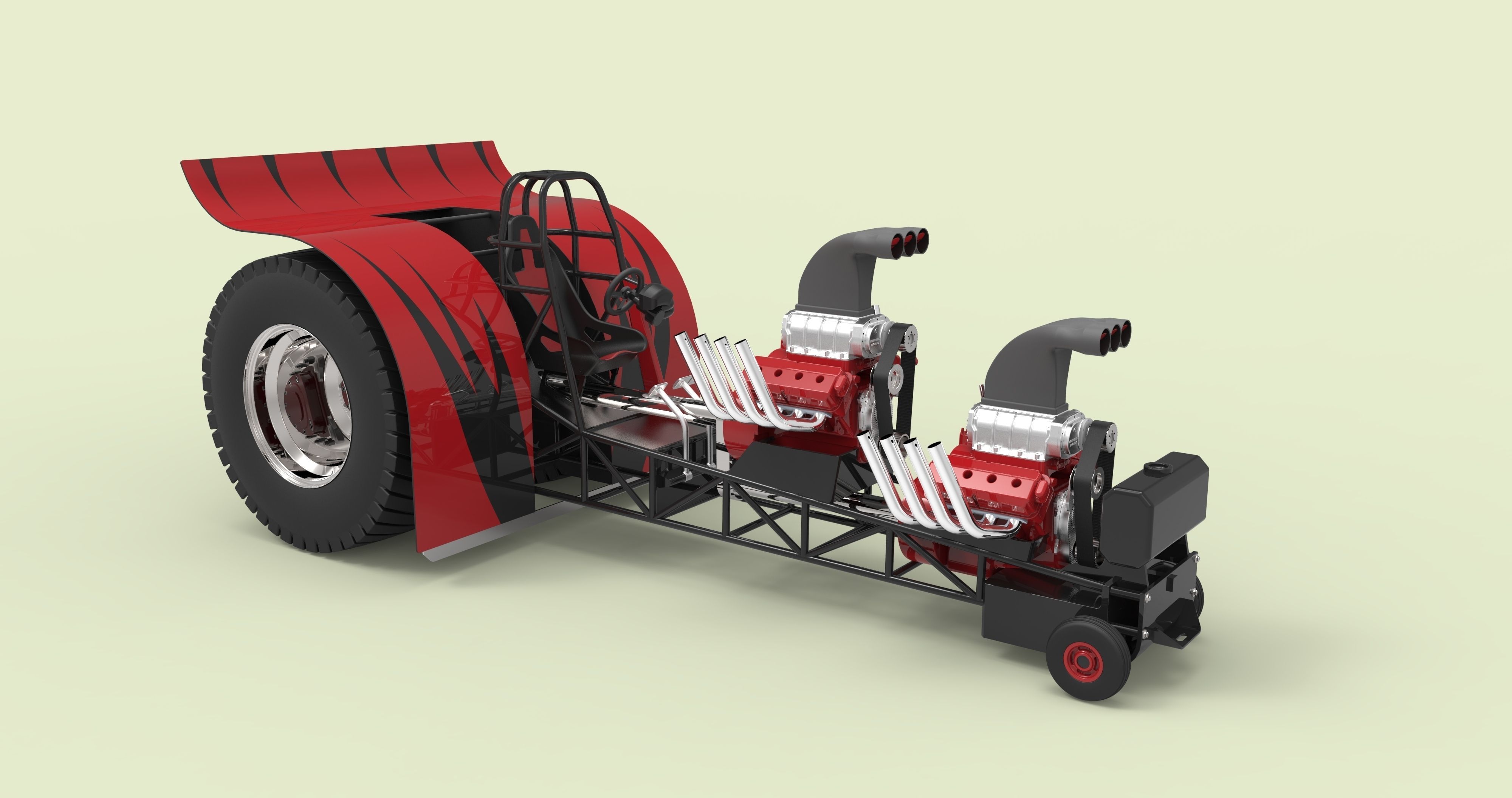 Twin-engined pulling tractor 3D model_1