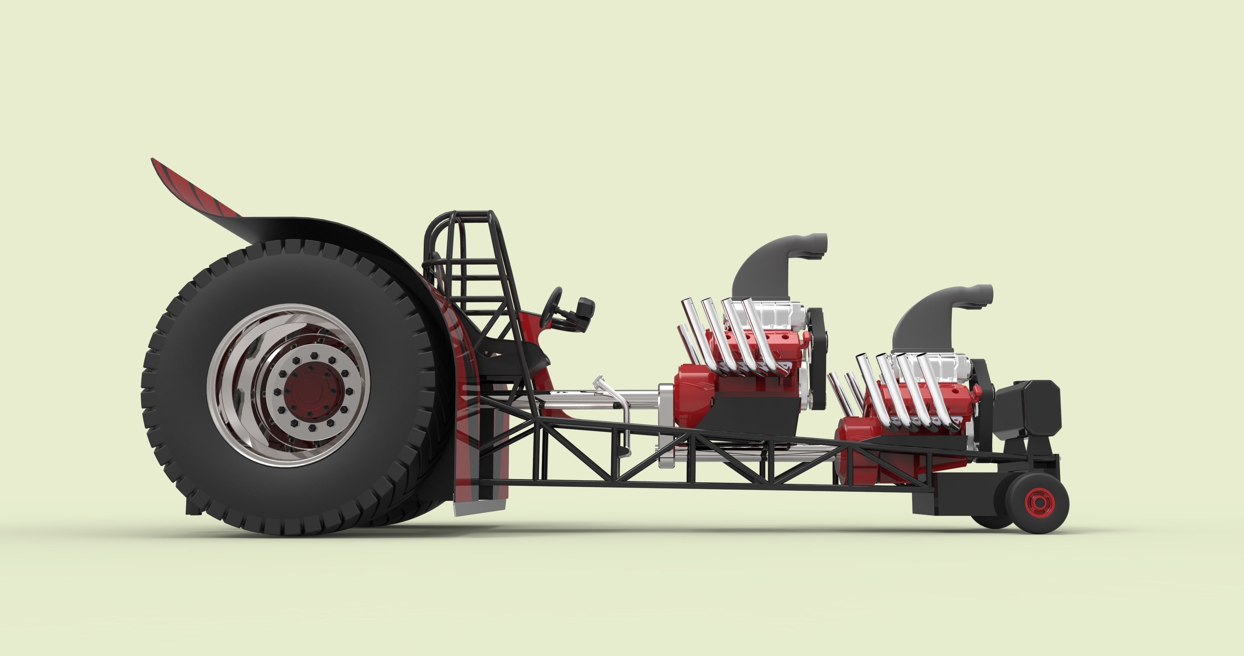 Twin-engined pulling tractor 3D model_2