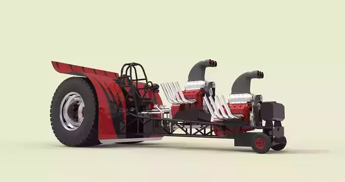 Twin-engined pulling tractor 3D model
