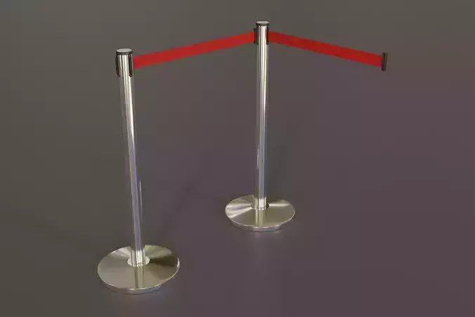 Floor Standing Retractable Stanchion 3D model