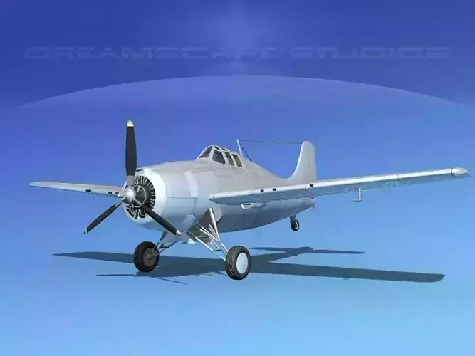 Grumman F4F-3 Wildcat Bare Metal 3D model